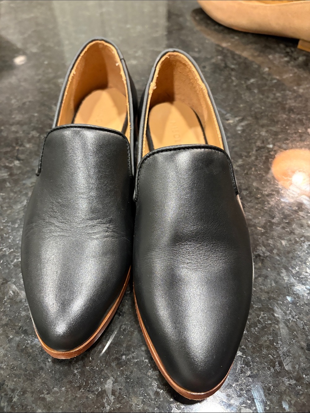 Women’s  Black Leather Slip-On Dress Loafers